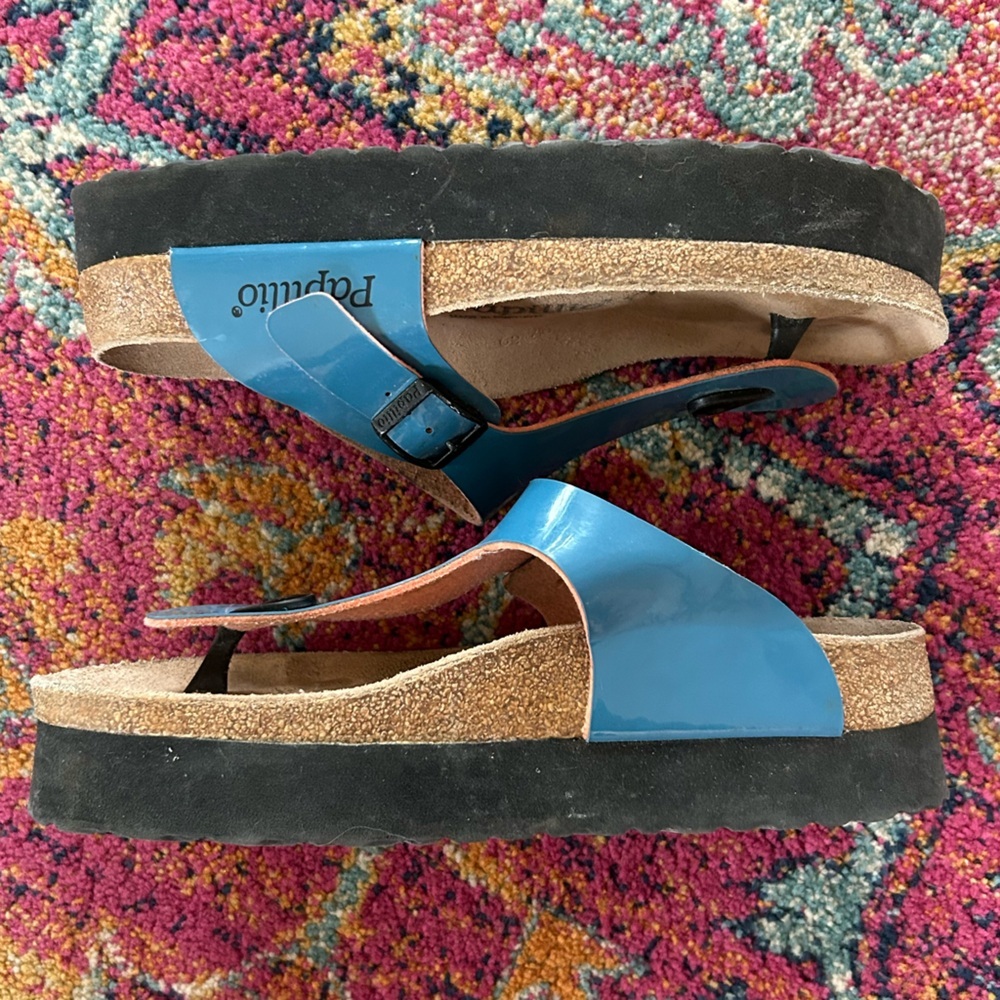Birkenstock Papillio | Women's gentle blue Papillio Gizeh Platform Sandal, sz 8W - Picture 6 of 12